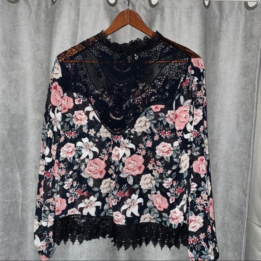 42Romeo + Juliet couture sheer floral blouse
